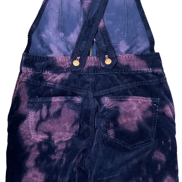 Anthropologie Pilcro Slim Corduroy Overalls Purple Black Bleach Tie Dye Sz 25 - Picture 11 of 12